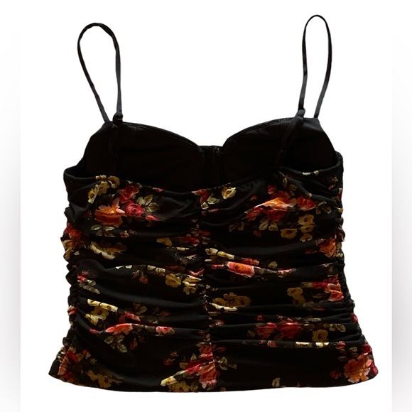 Moa Moa Black Floral Corset Top Hook & Eye Adjustable Size M Great Condition! - Picture 2 of 9